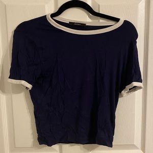 Blue and White Contrast Top